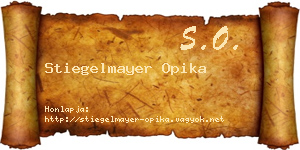 Stiegelmayer Opika névjegykártya